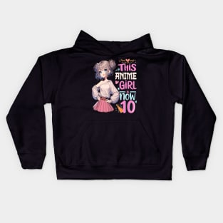 10th Birthday, 10-Year-Old Birthday Girl Birthday Tee, Birthday anime Girl Kids Hoodie